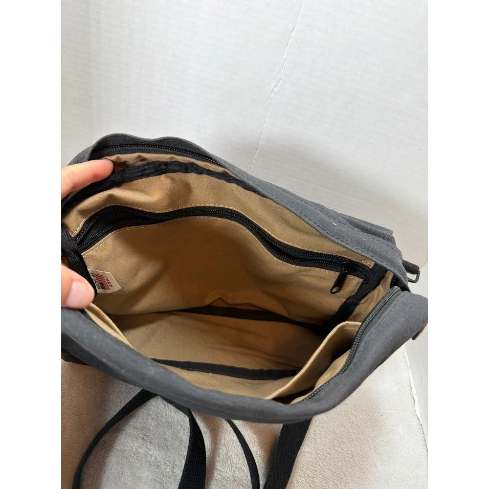 NutSac Satchel 11 Messenger Bag Mens Black Waxed Canvas Leather USA Made